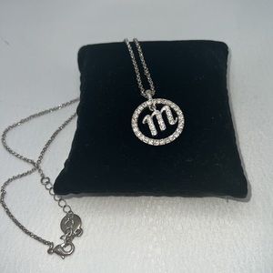 Liz Claiborne Lowercase M Necklace Silver-tone & Sparkly Stones